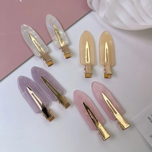 Set mit 8 marmorierten Haarklammern aus Acetat in Perlmutt, Beige, Violett und Rosa