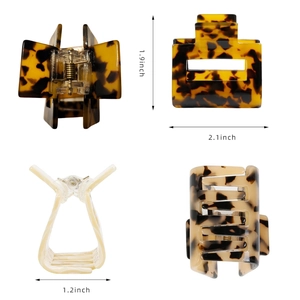 Lot de pinces à cheveux carrées à motif léopard avec différentes perspectives