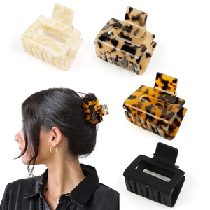 Pince à Cheveux en Acétate de Cellulose Carrée pour Femmes Motif Léopard Marbre Fait à la Main Accessoire Cheveux Mode