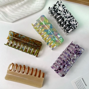 Vintage Oil Painting Style Large Cellulose Acetate Hair Claw Clip For Women Handmade Tortoiseshell Geometric Shark Clip