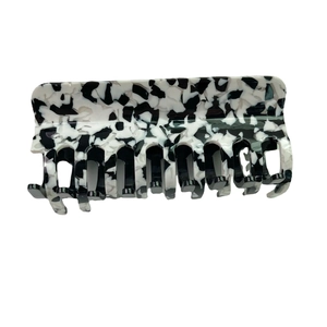 Retro marble texture acetate hair claw clip with black and white mosaic pattern