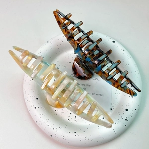 13cm acetate shark hair claw clips with marble pattern for thick hair styling