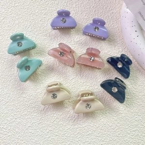 Mini Acetate Rhinestone Hair Claw Clip Elegant Candy Color Small Shark Clip For Women Girls Daily Fashion Hair Accessories