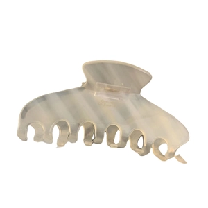 French style marbled acetate hair claw clip with grey and white stripes for women
