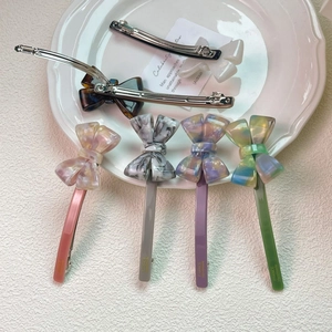 Elegant handmade acetate bow hair clips in marble texture for women hair styling