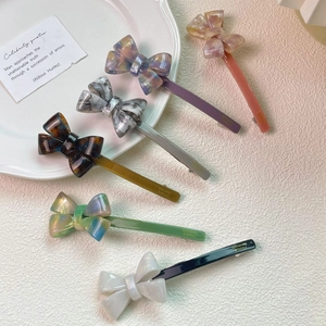 Handmade Acetate Bowknot Hair Clip Elegant Marble Pattern French Spring Clip For Women Fashion Hair Accessories