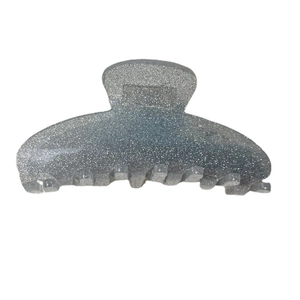 Pince à cheveux en acrylique gris foncé avec paillettes argentées pour femmes