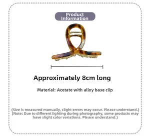 Dettagli della clip per capelli in acetato con motivo tartarugato, misura di 8 cm