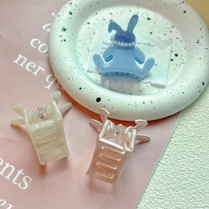 Pince à cheveux lapin avec perles et épingles en acétate aux couleurs pastel