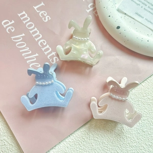 Pince à Cheveux Lapin en Acétate Avec Collier de Künstliche Perles Paillettes Barrettes à Cheveux Lapin Doux Pour Femmes Filles Accessoires
