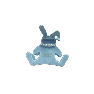 Pince à cheveux lapin bleu clair pailleté avec collier de perles en acétate
