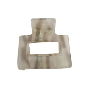 Square acetate hair claw clip with grey marble pattern for minimalist hair styling
