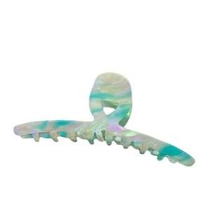 Elegant large acetic acid shark hair claw with iridescent purple and green gradient
