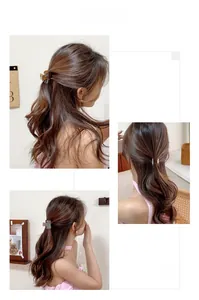 Three views of stylish acetate bow hair claws in tortoise shell and matte white finish