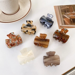 Elegant Acetate Bow Hair Claw Clip French Style Marble Tortoise Shell Pattern Mini Hair Catch Clip For Women Hair Accessory