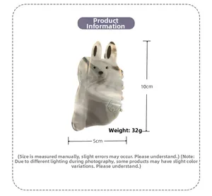 Spécifications détaillées de la pince à cheveux lapin marbrée avec les dimensions exactes