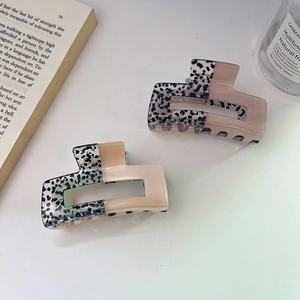 Vintage Acetate Hair Claw For Women Patchwork Geometric Rectangular Hair Clip Handmade High Quality Hair Grips Accessories