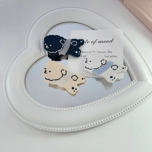 Lot de pinces à cheveux chien Teddy mignon en acétate noir beige et blanc pour femme