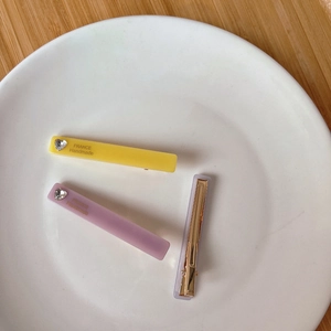 Lot de barrettes à cheveux en acrylique mat avec strass en cœur, jaune et violet