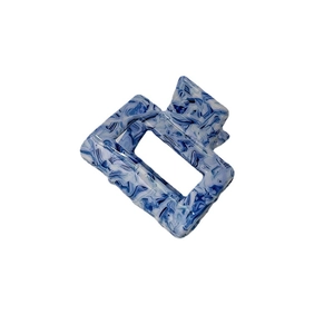 Korean style blue and white marble square acetate hair claw clip with spring hinge