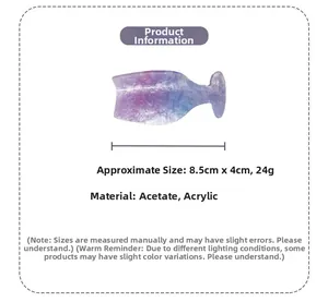 Detail view of purple marbled acetate claw clip showing dimensions 8.5cm x 4cm