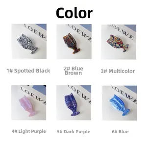 Six different patterns of French style acetate claw clips in geometric wine glass shapes