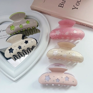 Pince à Cheveux Étoile en Acétate de Luxe pour Femmes Mode Strass Pentagramme Grande Pince à Cheveux Antidérapante Accessoires de Coiffure