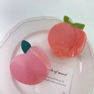 Pinces à cheveux douces en acétate en forme de pêche, rose et orange pour femme
