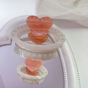 Premium Acetate Heart Hair Claw Clip With Rhinestone Elegant Geometric Marble Texture Shark Clip For Women Hair Styling