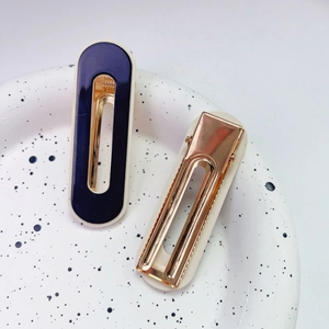 Barrettes à cheveux sans couture avec motifs ovales bleu marine et rectangulaires crème