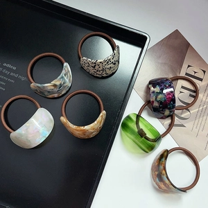 Acetate Geometric Marble Pattern Hair Tie Elastic High Stretch Ponytail Holder Band Korean Style Hair Accessories For Women