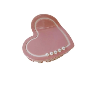 Elegante pinza per capelli a forma di cuore rosa Morandi con perle per le donne