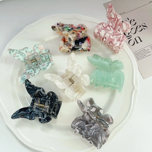 Butterfly Hair Claw Clip Cellulose Acetate Marble Pattern Minimalist Fairy Style Small Shark Clip Hair Accessories For Women
