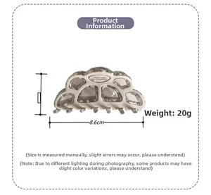 Vue détaillée de la pince à cheveux en acétate indiquant 8,6 cm de long et 20 g