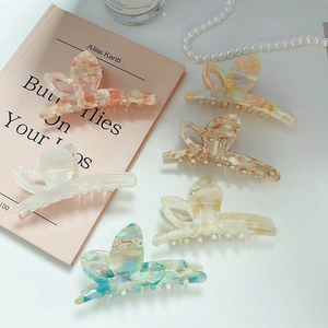 Elegant Acetate Butterfly Hair Claw Clip For Women Marble Pattern Large Shark Clip French Style Hair Styling Accessory