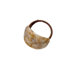 Korean style tortoiseshell amber pattern hair tie with high elastic brown rubber band