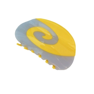 Pinza per capelli a spirale bicolore giallo e blu in acetato dal design moderno