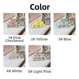 Cinq pinces à cheveux style fromage en acétate avec motif à carreaux et couleurs pastel