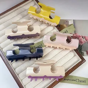 Elegant Contrast Color Acetate Hair Claw Clip Minimalist Large Geometric Shark Clip For Women Handmade Fashion Commute Hair Accessories