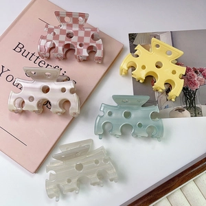 Pince à Cheveux en Acétate Style Fromage Géométrique Ajouré pour Femmes Filles Accessoire de Coiffure Élégant