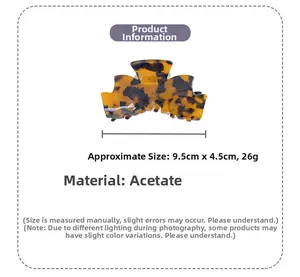 Detailed size specifications of 9.5cm acetate tortoise shell hair claw clip for women