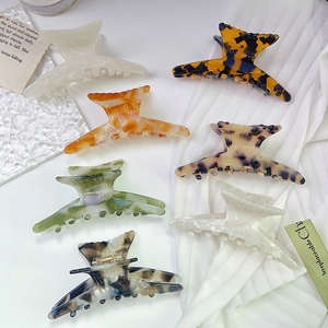 Acetate Whale Tail Hair Claw Clip For Women Minimalist Marble Leopard Print Large Shark Clip Elegant Hair Accessories