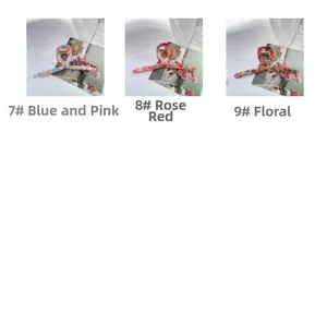 Three variants of large acetate hair claws with blue pink, magenta, and floral textures