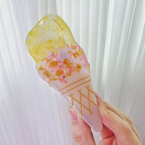 Pinza per capelli a gelato in acetato marmorizzato giallo e rosa per capelli
