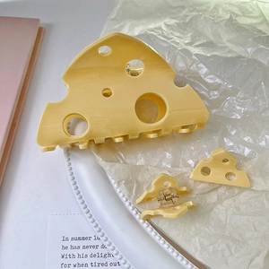 Set di mollette per capelli a forma di formaggio giallo in acrilico per ragazze