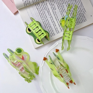 Détails de diverses pinces à cheveux grenouille en acétate de haute qualité pour femmes
