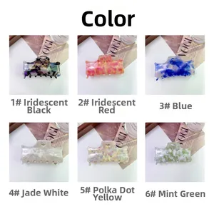 Collage of six high-quality marble texture acetate hair claws in various vibrant colors