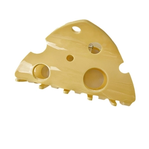 Simpatica molletta per capelli a forma di formaggio giallo lucido con molla in metallo