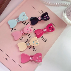 Y2K Schleife Haarklammer Mit Herz Strass Süß Cool Harz Stern Seitenclip Für Damen Mädchen Täglich Haarschmuck