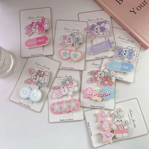 Kawaii Cartoon Hase Haarklammern Für Mädchen Süße Macaron Farbe Stern Herz Pony Seitenklammer Handgefertigte Kinder Studenten Haarschmuck Geschenk